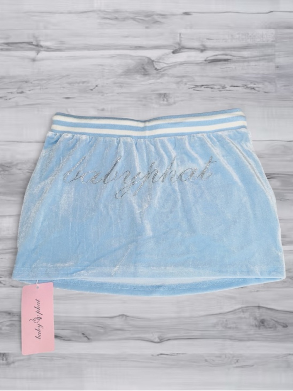 ππ Baby Phat Y2K Sky Blue Velour Skirt Small NWT - Picture 7 of 12